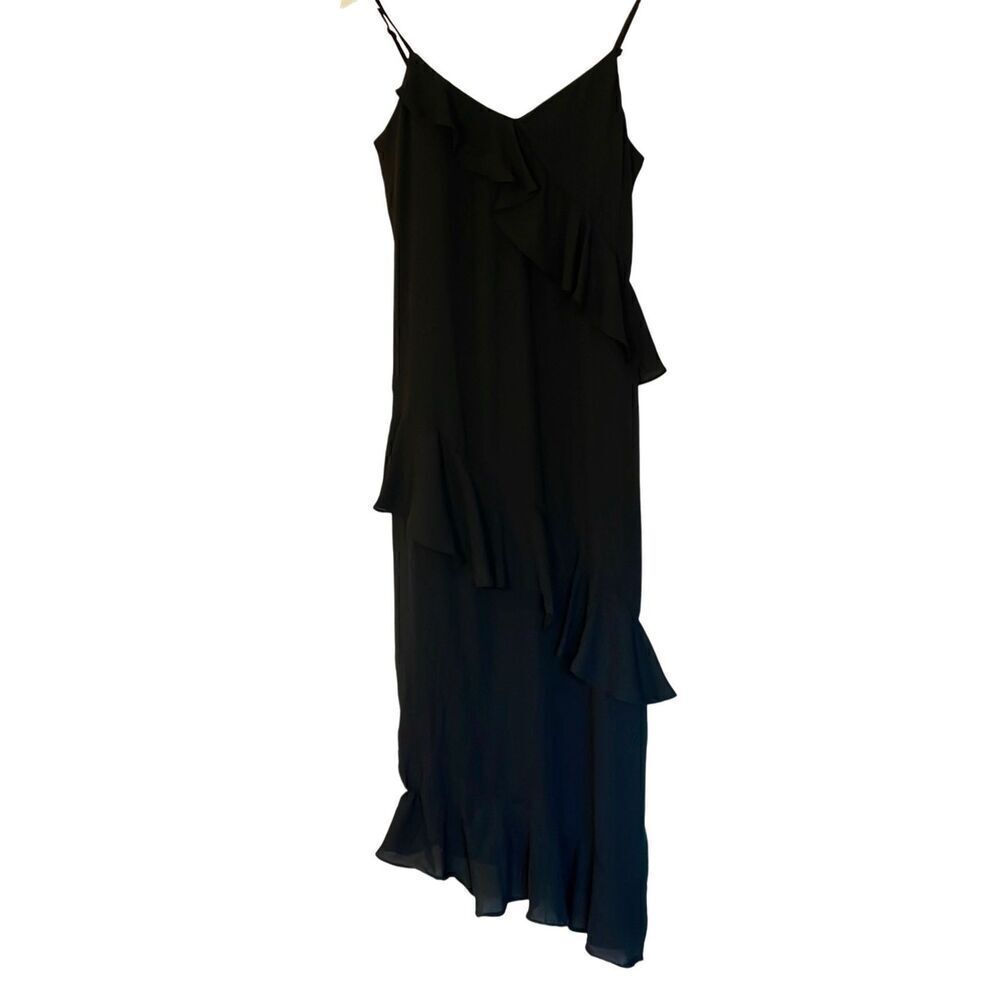 Scoop NWT black ruffled front cami midi dress small Color